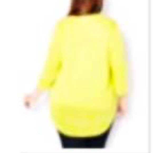TOP, ¾ SLEEVE, LINEN BLEND, CHARTREUSE (Yellow), SIZE 5X, ROUND NECK, POLYESTER/ - Picture 3 of 3
